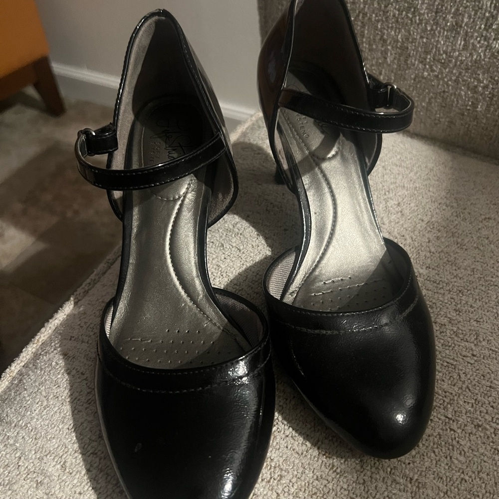 Life Stride Black Heels with Ankle Strap
